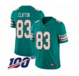 Men's Miami Dolphins #83 Mark Clayton Aqua Green Alternate Vapor Untouchable Limited Player 100th Season Football Jersey
