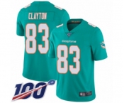 Men's Miami Dolphins #83 Mark Clayton Aqua Green Team Color Vapor Untouchable Limited Player 100th Season Football Jersey