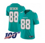 Men's Miami Dolphins #88 Mike Gesicki Aqua Green Team Color Vapor Untouchable Limited Player 100th Season Football Jersey
