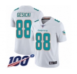 Men's Miami Dolphins #88 Mike Gesicki White Vapor Untouchable Limited Player 100th Season Football Jersey
