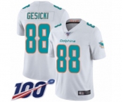 Men's Miami Dolphins #88 Mike Gesicki White Vapor Untouchable Limited Player 100th Season Football Jersey