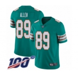 Men's Miami Dolphins #89 Dwayne Allen Aqua Green Alternate Vapor Untouchable Limited Player 100th Season Football Jersey