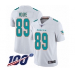 Men's Miami Dolphins #89 Nat Moore White Vapor Untouchable Limited Player 100th Season Football Jersey