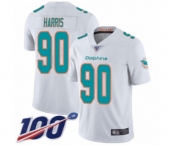 Men's Miami Dolphins #90 Charles Harris White Vapor Untouchable Limited Player 100th Season Football Jersey