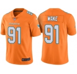 Men's Miami Dolphins #91 Cameron Wake Orange Color Rush Limited Jersey