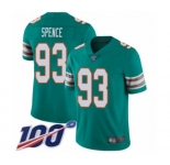 Men's Miami Dolphins #93 Akeem Spence Aqua Green Alternate Vapor Untouchable Limited Player 100th Season Football Jersey