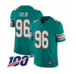 Men's Miami Dolphins #96 Vincent Taylor Aqua Green Alternate Vapor Untouchable Limited Player 100th Season Football Jersey