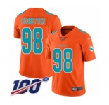 Men's Miami Dolphins #98 Jonathan Ledbetter Limited Orange Inverted Legend 100th Season Football Jersey
