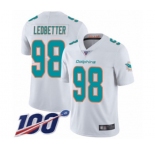 Men's Miami Dolphins #98 Jonathan Ledbetter White Vapor Untouchable Limited Player 100th Season Football Jersey