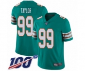 Men's Miami Dolphins #99 Jason Taylor Aqua Green Alternate Vapor Untouchable Limited Player 100th Season Football Jersey