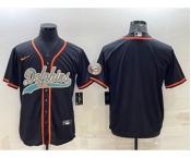 Men's Miami Dolphins Blank Black With Patch Cool Base Stitched Baseball Jersey