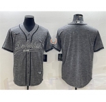 Men's Miami Dolphins Blank Gray With Patch Cool Base Stitched Baseball Jersey