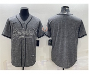 Men's Miami Dolphins Blank Gray With Patch Cool Base Stitched Baseball Jersey