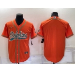 Men's Miami Dolphins Blank Orange Stitched Cool Base Nike Baseball Jersey