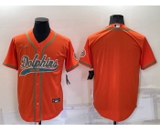 Men's Miami Dolphins Blank Orange Stitched Cool Base Nike Baseball Jersey