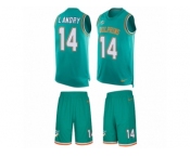 Men's Nike Miami Dolphins #14 Jarvis Landry Limited Aqua Green Tank Top Suit NFL Jersey