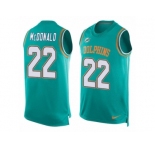 Men's Nike Miami Dolphins #22 T.J. McDonald Limited Aqua Green Player Name & Number Tank Top NFL Jersey