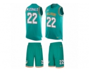 Men's Nike Miami Dolphins #22 T.J. McDonald Limited Aqua Green Tank Top Suit NFL Jersey