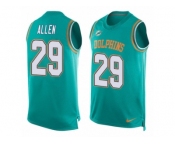 Men's Nike Miami Dolphins #29 Nate Allen Limited Aqua Green Player Name & Number Tank Top NFL Jersey