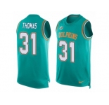 Men's Nike Miami Dolphins #31 Michael Thomas Limited Aqua Green Player Name & Number Tank Top NFL Jersey