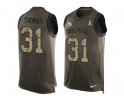 Men's Nike Miami Dolphins #31 Michael Thomas Limited Green Salute to Service Tank Top NFL Jersey