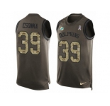 Men's Nike Miami Dolphins #39 Larry Csonka Limited Green Salute to Service Tank Top NFL Jersey