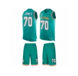 Men's Nike Miami Dolphins #70 Ja'Wuan James Limited Aqua Green Tank Top Suit NFL Jersey