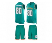 Men's Nike Miami Dolphins #80 Anthony Fasano Limited Aqua Green Tank Top Suit NFL Jersey