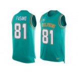 Men's Nike Miami Dolphins #81 Anthony Fasano Limited Aqua Green Player Name & Number Tank Top NFL Jersey