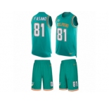 Men's Nike Miami Dolphins #81 Anthony Fasano Limited Aqua Green Tank Top Suit NFL Jersey