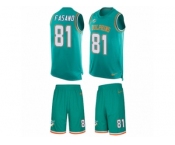 Men's Nike Miami Dolphins #81 Anthony Fasano Limited Aqua Green Tank Top Suit NFL Jersey