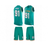 Men's Nike Miami Dolphins #91 Cameron Wake Limited Aqua Green Tank Top Suit NFL Jersey