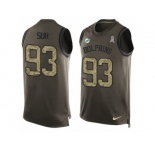 Men's Nike Miami Dolphins #93 Ndamukong Suh Limited Green Salute to Service Tank Top NFL Jersey