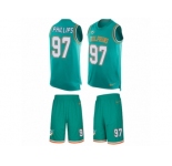 Men's Nike Miami Dolphins #97 Jordan Phillips Limited Aqua Green Tank Top Suit NFL Jersey