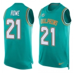 Nike Dolphins #21 Eric Rowe Aqua Green Team Color Men's Stitched NFL Limited Tank Top Jersey
