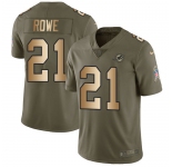 Nike Dolphins #21 Eric Rowe Olive Gold Men's Stitched NFL Limited 2017 Salute To Service Jersey