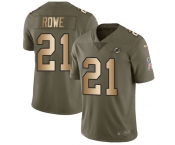 Nike Dolphins #21 Eric Rowe Olive Gold Men's Stitched NFL Limited 2017 Salute To Service Jersey