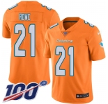 Nike Dolphins #21 Eric Rowe Orange Men's Stitched NFL Limited Rush 100th Season Jersey