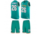 Nike Dolphins #26 Salvon Ahmed Aqua Green Team Color Men's Stitched NFL Limited Tank Top Suit Jersey