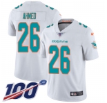 Nike Dolphins #26 Salvon Ahmed White Men's Stitched NFL 100th Season Vapor Untouchable Limited Jersey