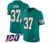 Nike Dolphins #37 Myles Gaskin Aqua Green Alternate Men's Stitched NFL 100th Season Vapor Untouchable Limited Jersey