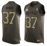 Nike Dolphins #37 Myles Gaskin Green Men's Stitched NFL Limited Salute To Service Tank Top Jersey