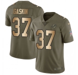 Nike Dolphins #37 Myles Gaskin Olive Gold Men's Stitched NFL Limited 2017 Salute To Service Jersey