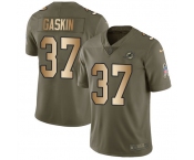Nike Dolphins #37 Myles Gaskin Olive Gold Men's Stitched NFL Limited 2017 Salute To Service Jersey