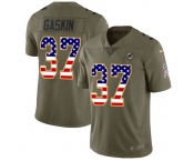 Nike Dolphins #37 Myles Gaskin Olive USA Flag Men's Stitched NFL Limited 2017 Salute To Service Jersey