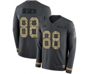 Nike Dolphins #88 Mike Gesicki Anthracite Salute to Service Men's Stitched NFL Limited Therma Long Sleeve Jersey