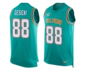 Nike Dolphins #88 Mike Gesicki Aqua Green Team Color Men's Stitched NFL Limited Tank Top Jersey
