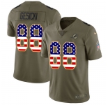 Nike Dolphins #88 Mike Gesicki Olive USA Flag Men's Stitched NFL Limited 2017 Salute To Service Jersey