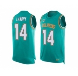Nike Miami Dolphins #14 Jarvis Landry Aqua Green Team Color Men's Stitched NFL Limited Tank Top Jersey