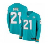 Nike Miami Dolphins #21 Frank Gore Limited Aqua Therma Long Sleeve NFL Jersey